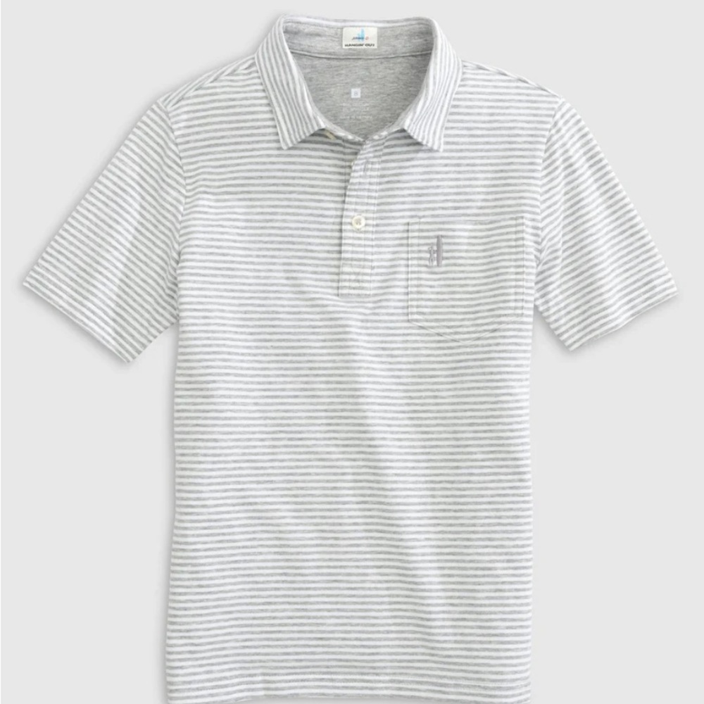 johnnie-O - The Original Jr. Polo - Dante Stripe, Heather Gray
